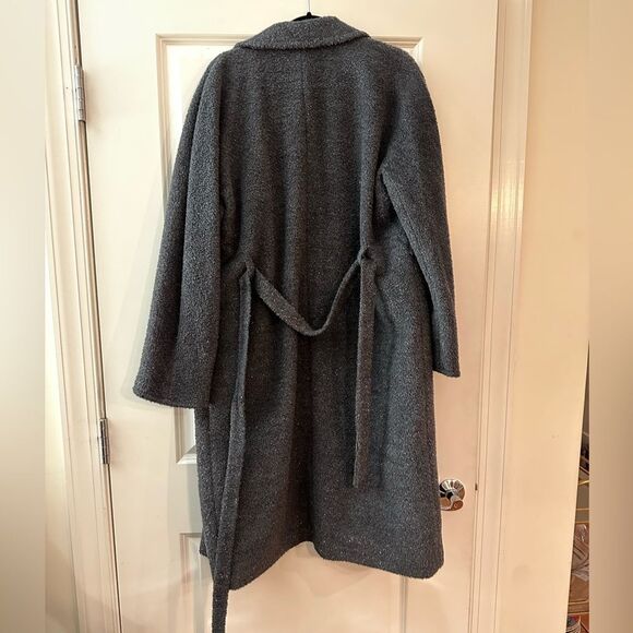 Elie Tahari Metallic Gray Wool Trench Coat - Picture 5 of 5